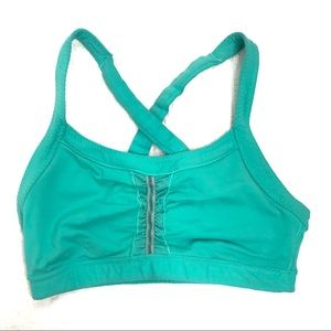 Athleta Green Freedom Sports Bra Mesh Ruched